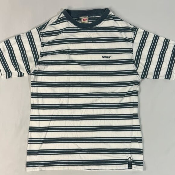 Men's Levi's Short Sleeve Cotton Striped Shirt Size MEDIUM - Picture 1 of 3